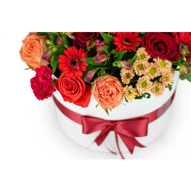 Box červených květin